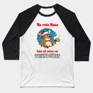 Rentier Rote Nase Bier Trinker Lustiges Alkohol Weihnachts Baseball T-Shirt